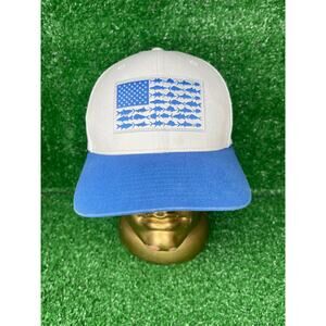 Columbia PFG Fish Flag Blue Visor White Mesh Snapback Trucker Cap Unisex O/S